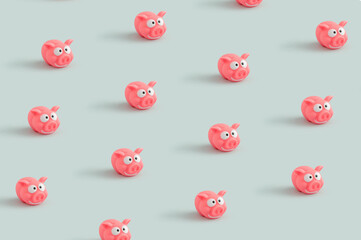 Pattern made of pink pig toy