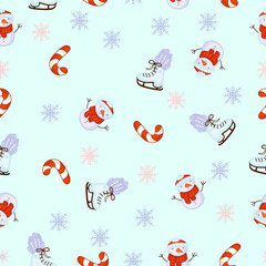 Cute winter seamless pattern, modern christmas style in vector. Cozy Christmas winter design for winter interior decoration, print posters, greeting cards, business banners, packaging.