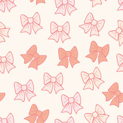 Little Bows repeat pattern design. Hand-drawn background. Holidays pattern for wrapping paper or fabric.