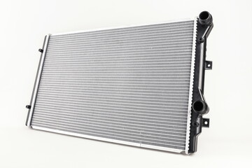 new engine cooling radiator is on white background 