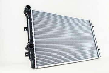 new engine cooling radiator is on white background 