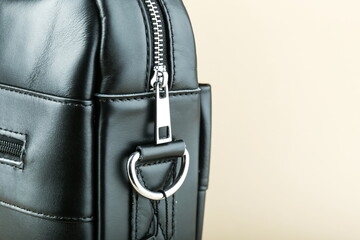 zipper on the leather bag close-up © Petr Smagin