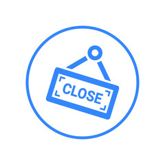 Close, label, tag, label, offer icon. Blue vector sketch.