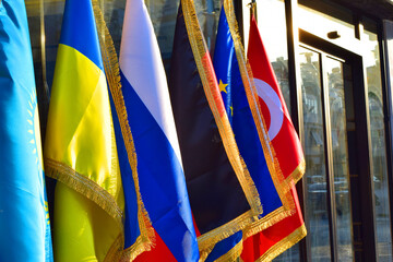 Country flags Ukraine, Russia, Germany, Turkey