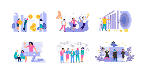 Fototapeta premium Set of office work, teamwork, Hiring employees, Mental rehabilitation concepts