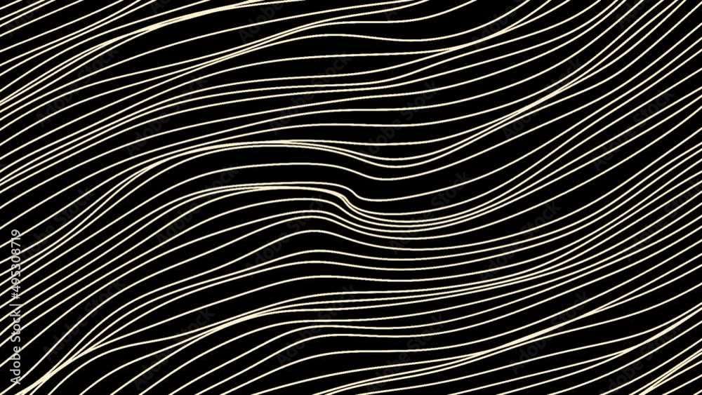 Poster lines move slowly in waves on black background. motion. thin lines move in waves. background of stre
