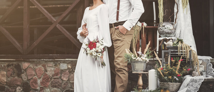 couple in wedding dress