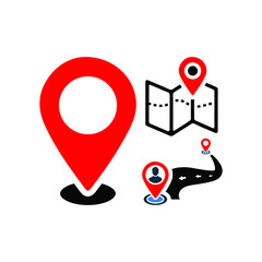 Location, direction, navigation, pin icon. Simple flat design concept.