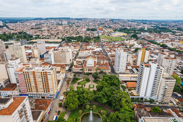Ribeirão Preto, São Paulo/Brazil - Circa March 2022: The square xv of november.and Theatro Pedro...