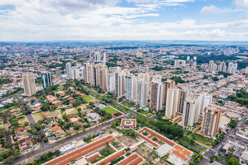 Ribeirão Preto, São Paulo/Brazil - Circa March 2022: seen from above through drone. aerial view