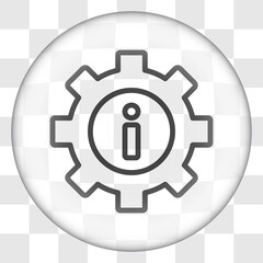 Gear vector, simple icon. Flat desing. Glass button on transparent grid