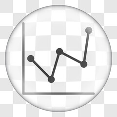 Graph diagram simple icon. Flat desing. Glass button on transparent grid