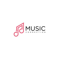 music logo icon with line graphic design, connection style.