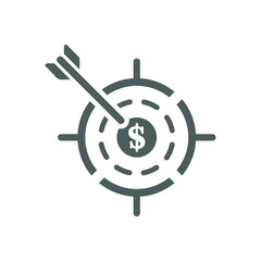 Money, revenue, target icon. Gray vector sketch.