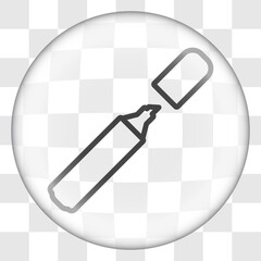 Marker, highlighter simple icon. Flat desing. Glass button on transparent grid