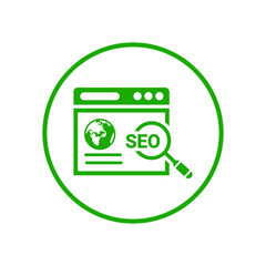 Seo icon. Green vector sketch.