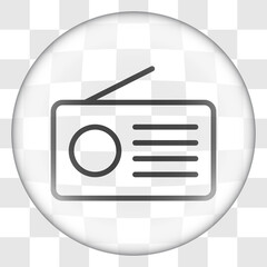 Radio simple icon vector. Flat desing. Glass button on transparent grid