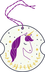 Unicorn locket, fairytale vector illustration. Use for baby t-shirt print, fashion print design, kids wear, baby shower, celebration, greeting and invitation.