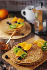 Crepes or bliny with fruit