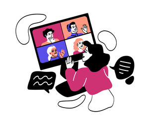 Freelancer working remotely abstract concept