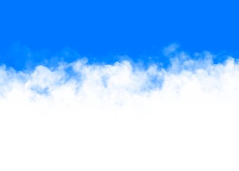 White clouds, blue sky background.