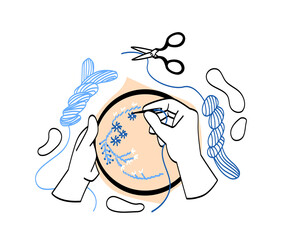 Needlework embroidery abstract concept