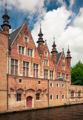 Nice houses in the medieval old town of Bruges, Belgium