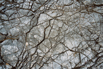 Old grey stone with cracks