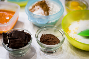 Preparing Ingredients for Chocolate Pumpkin Cake