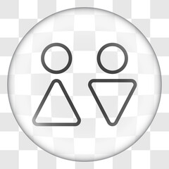 WC simple icon vector. Flat desing. Glass button on transparent grid