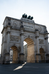 The Siegestor (Victory Gate) triumphal arch, a landmark in Munich, Germany