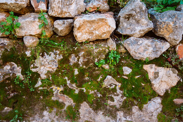 Texture of a stone wall. Old castle stone wall texture background. Stone wall as an abstract background or texture. Part of a stone wall, for background or texture
