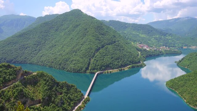 Attractive footage of the great canyon of the river Piva. Filmed in UHD 4k video.