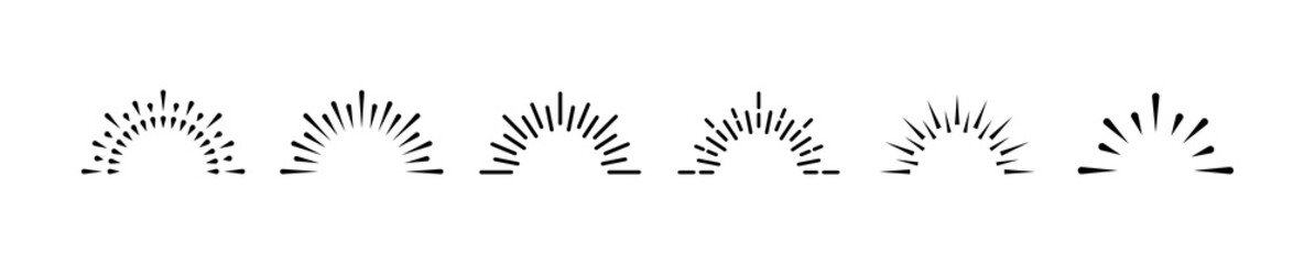 Sunburst icon set for logo, tag, stamp, t shirt, banner, emblem. Vector EPS 10
