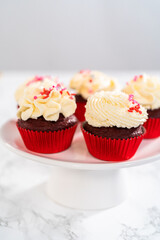 Red Velvet Cupcakes with White Chocolate Ganache Frosting