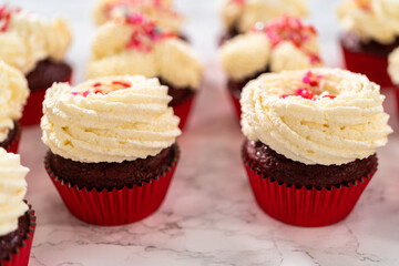 Red Velvet Cupcakes with White Chocolate Ganache Frosting