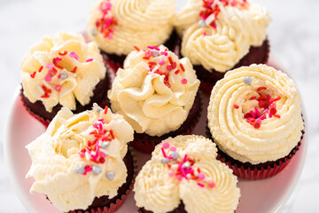 Red Velvet Cupcakes with White Chocolate Ganache Frosting
