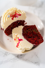 Red Velvet Cupcakes with White Chocolate Ganache Frosting