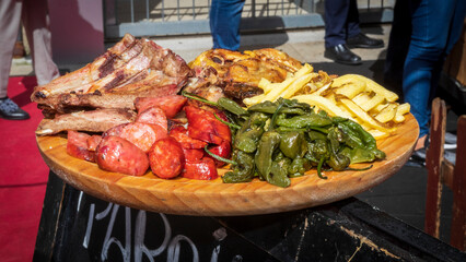 grilled meat with vegetables