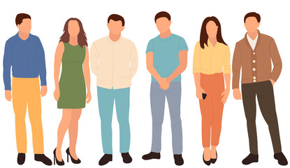 Obraz premium people standing flat design, isolated, vector