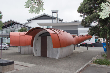 Exterior view of Kumutoto public toilets, Wellington, New Zealand.