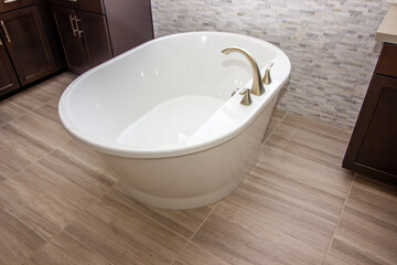 Obraz na płótnie Canvas Master Bathroom Free Standing Oval Bath Tub
