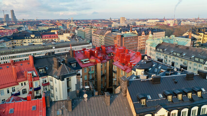 Fototapeta na wymiar Aerial image - Stockholm, Sweden - February 2020