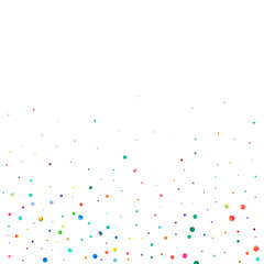 Watercolor confetti on white background. Admirable rainbow colored dots. Happy celebration square colorful bright card. Mind-blowing hand painted confetti.