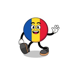romania flag cartoon walking
