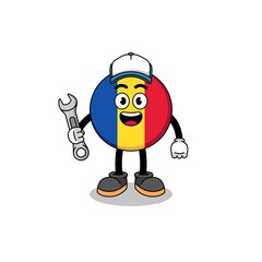 romania flag illustration cartoon as a mechanic