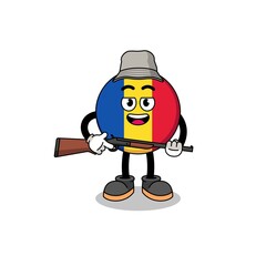 Cartoon Illustration of romania flag hunter