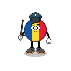 Cartoon Illustration of romania flag police