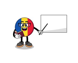 Mascot cartoon of romania flag teacher