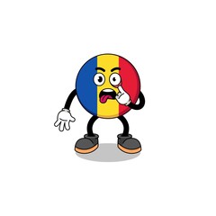 Character Illustration of romania flag with tongue sticking out